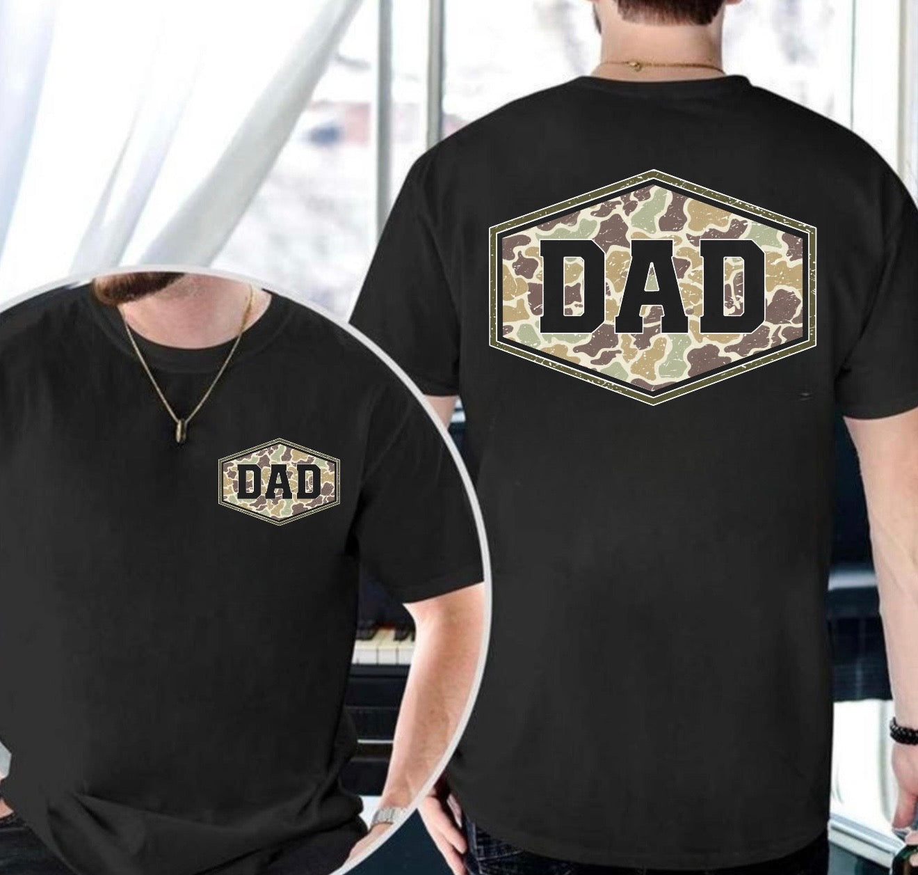 Men's Camo Dad Front & Back T-Shirt